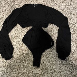 Lulu's Black Cutout Long Sleeve Bodysuit